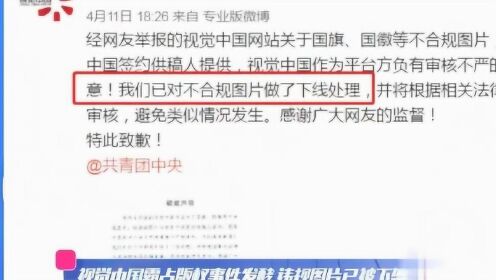 视觉中国致歉，第三方盗图上传惹祸，涉案作品已全部下架